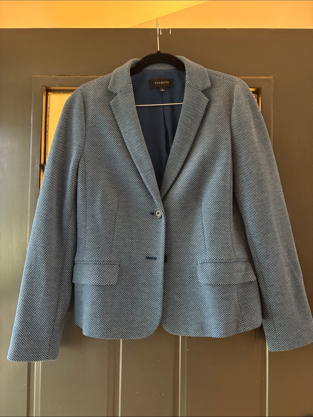 Talbots Light Blue Textured Single-Button Blazer